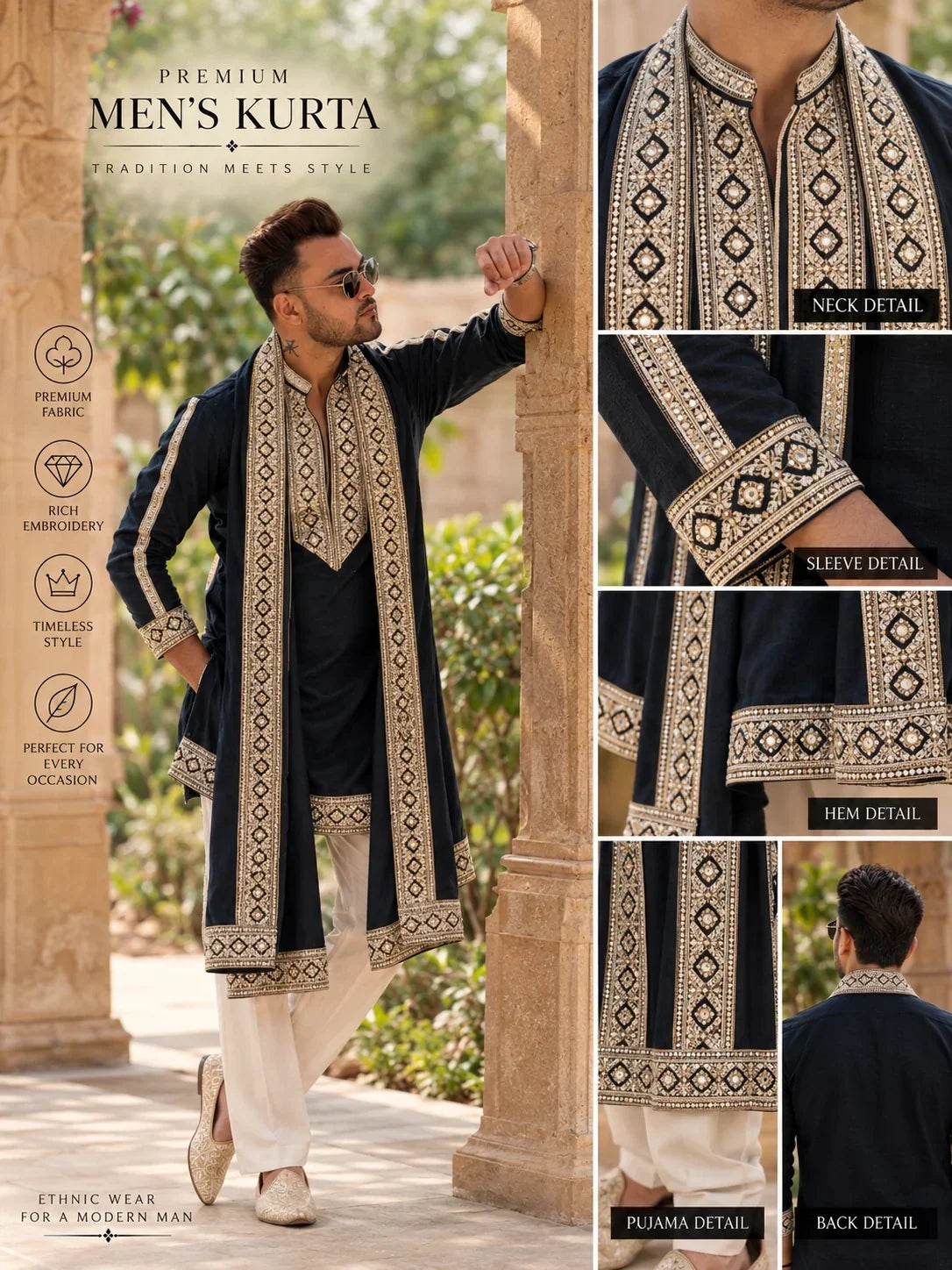 Neavy Green Kurta Pant With matching Dupatta Set