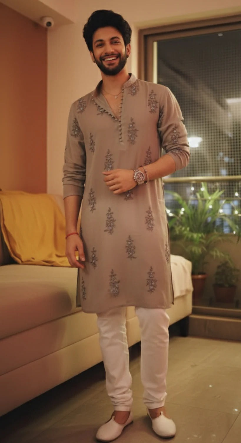 Moss Chanderi handloom Power Paisley Kurta Set