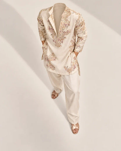 IVORY EMBROIDERY KURTA PANT SET