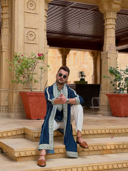 Neavy Green Kurta Pant With matching Dupatta Set