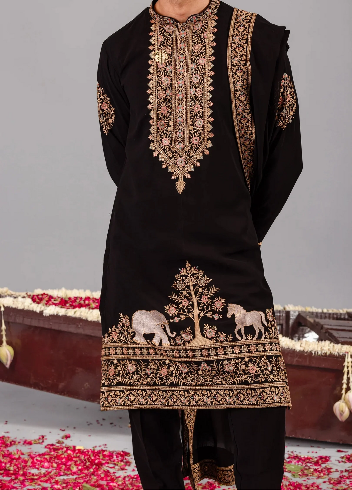 German Thread Adition Kurta pyjama With Dupatta