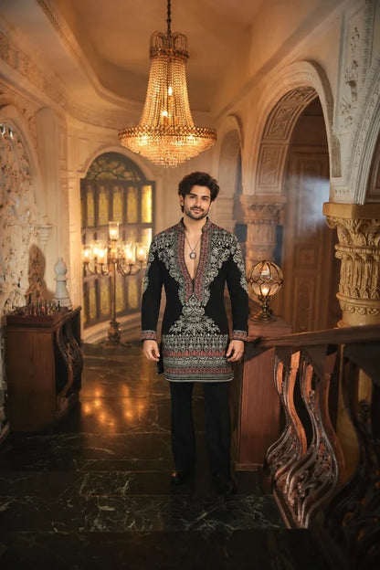 Black Ethnic Embroidered Designer Kurta Pant Set