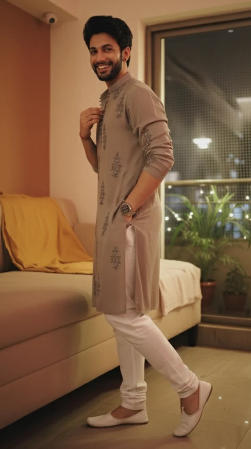 Moss Chanderi handloom Power Paisley Kurta Set